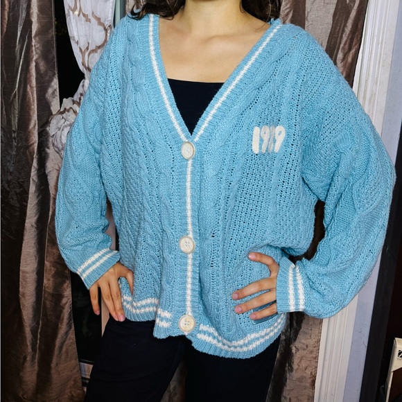 Taylor Swift Taylor's Version 1989 Cardigan Sweater Blue Birds M
